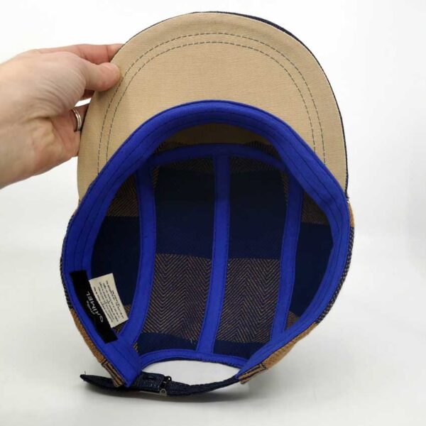 casquette 5 panel carreaux bleu camel nantes
