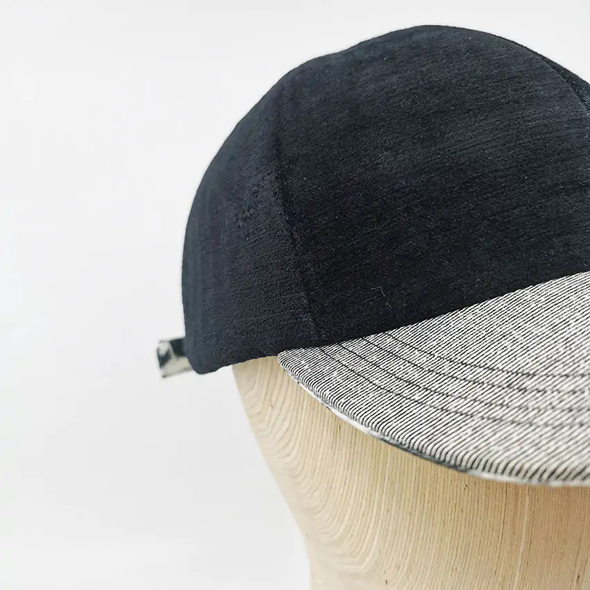 velours noir casquette dad cap souple 6 panel