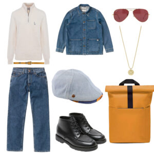 Look Casquette Plate Denim