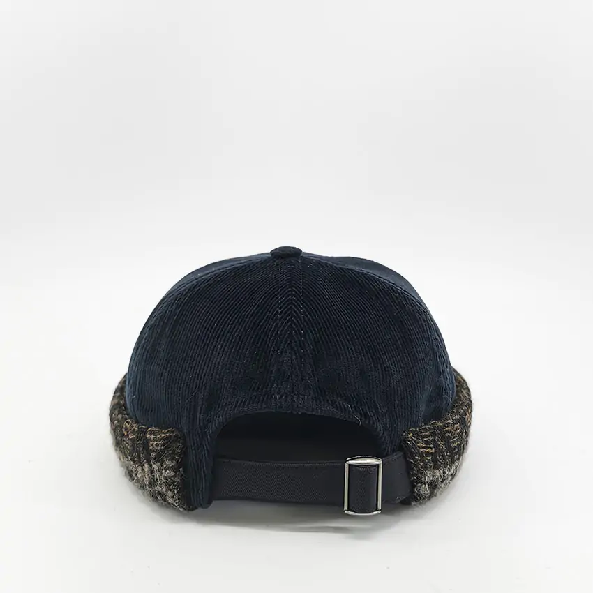 Bonnet Docker Velours Cotele Marine Made In France