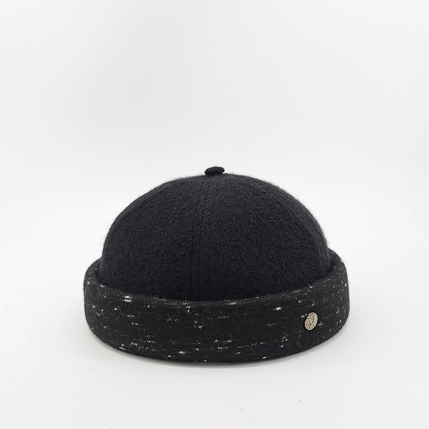 Bonnet Docker Laine Noir Made In France