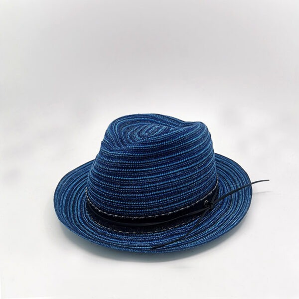 chapeau trilby bleu rayé