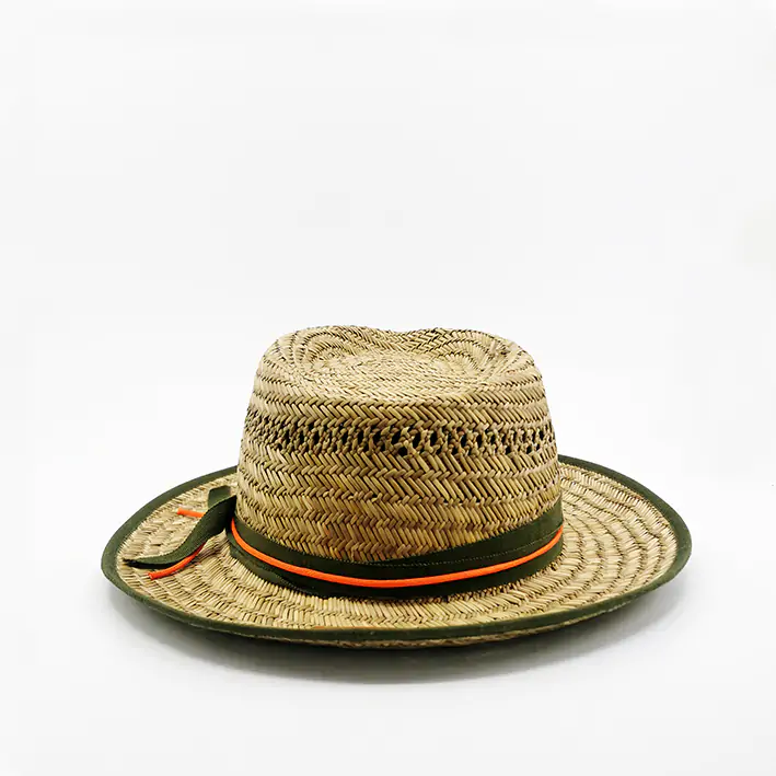chapeau paille homme kaki orange
