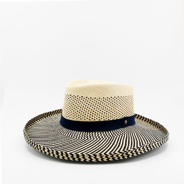 chapeau panama homme blanc et bleu