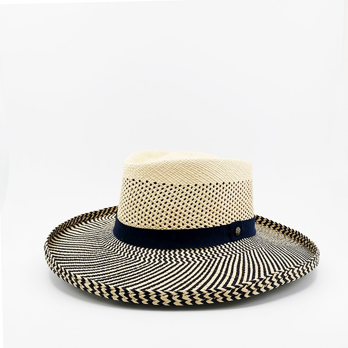chapeau panama homme blanc et bleu