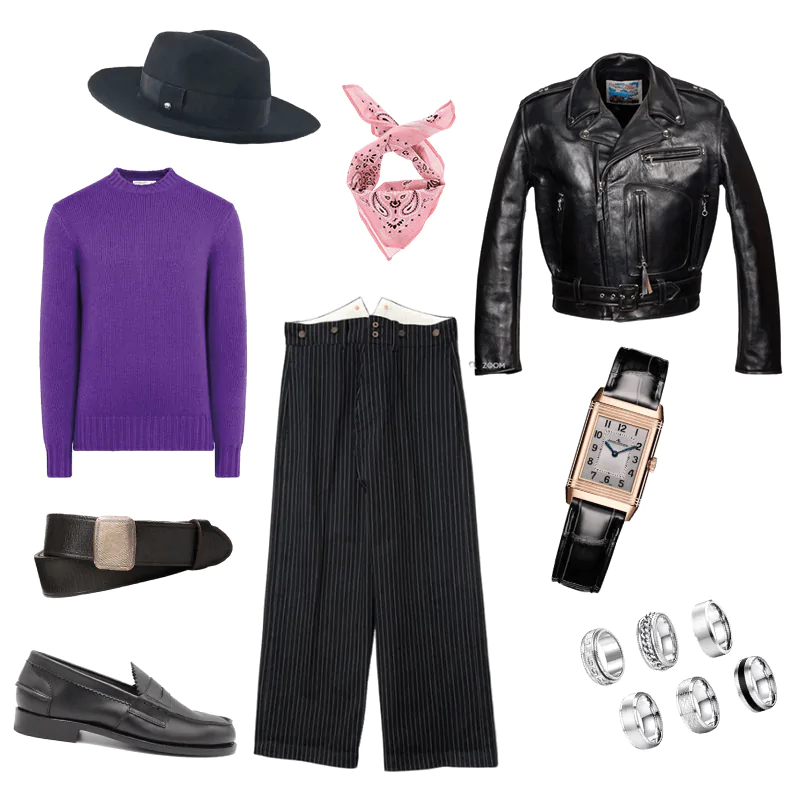 look rock avec chapeau en feutre