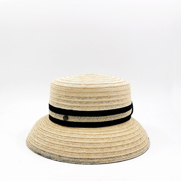 chapeau en cloche sisal noir et blanc