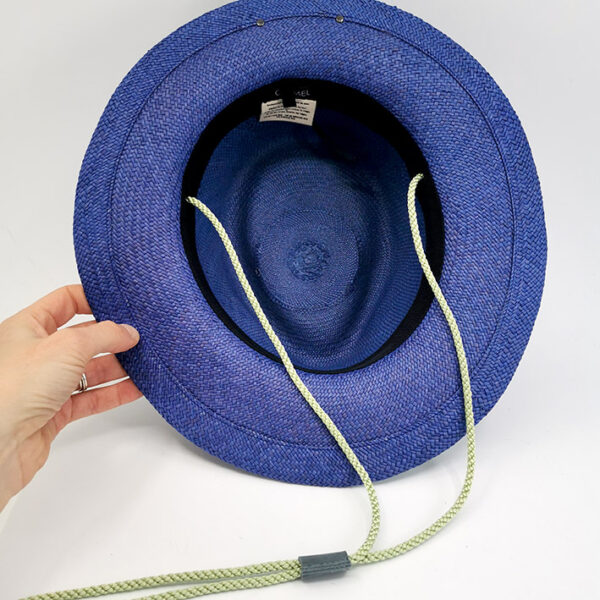 trilby panama bleu chapeau artisanal