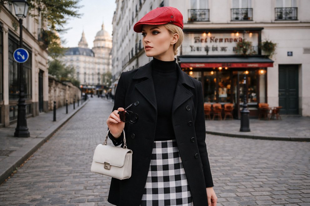 Porter Une Casquette Plate Pour Une Jeune Femme élégante à Montmartre